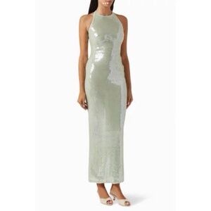 Reformation Elowyn Sequined Dress in Icy Seafoam